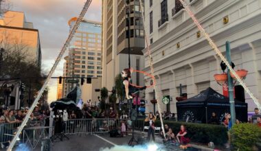 Acrobat performs at IMMERSE festival in downtown Orlando