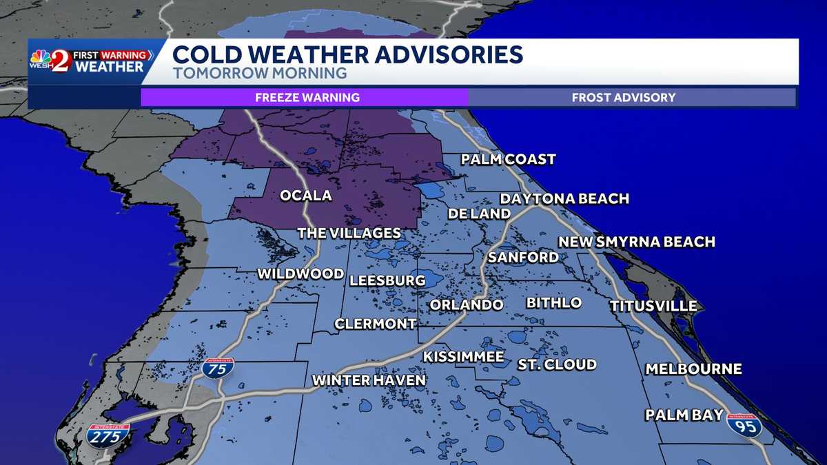 ﻿Frost advisory for all of Central Florida; ﻿﻿Marion under freeze warning