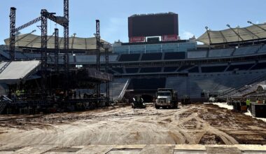 Workers are turning Doak Campbell Stadium into a rodeo arena ahead of PBR Florida State on Friday and Saturday, March 13–14.