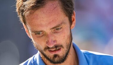 Daniil Medvedev reacts to a lost drop shot