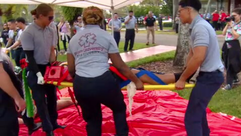 Barry University students perform mass casualty simulation training exercise - WSVN 7News | Miami News, Weather, Sports