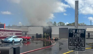 Crews respond to fire at Pinellas County auto shop