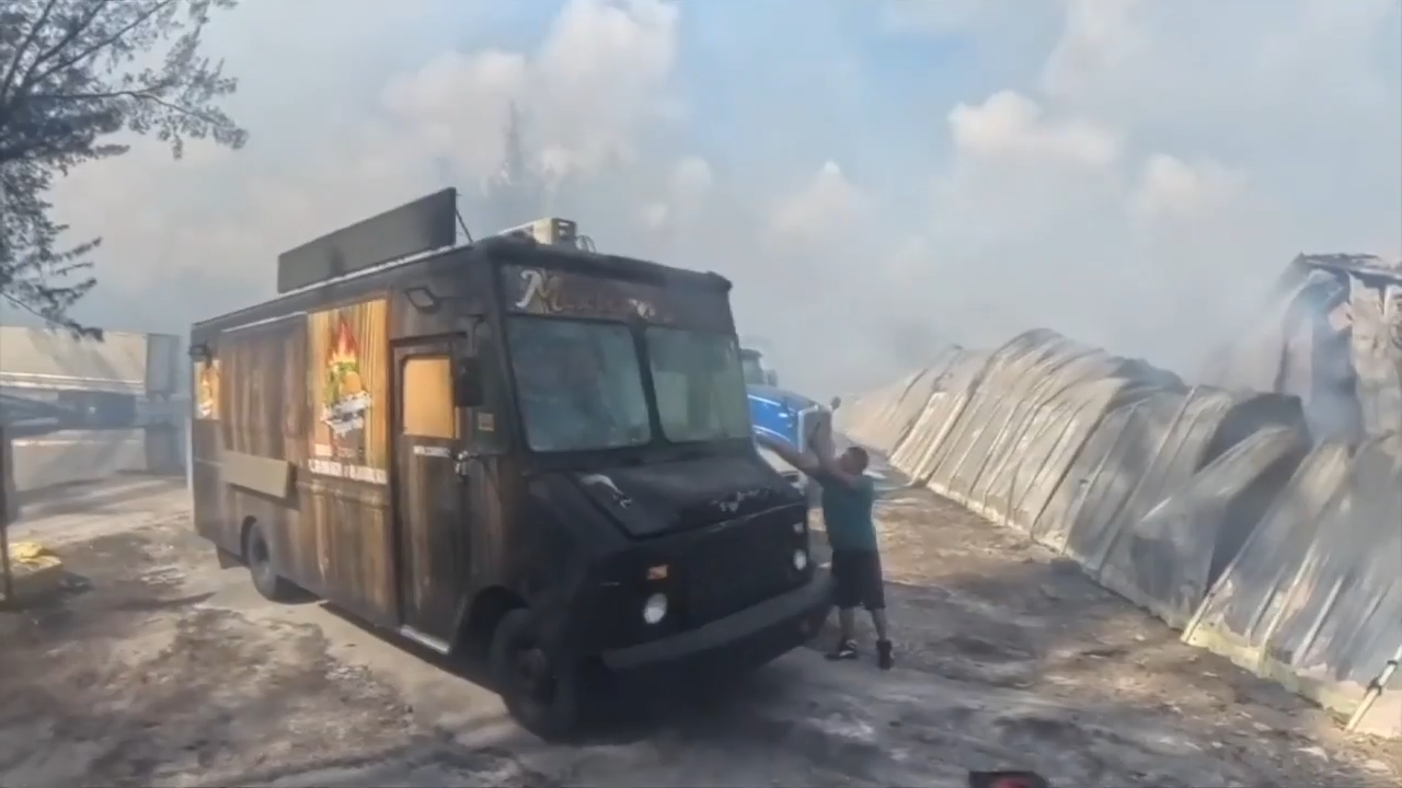 Food truck torched on outskirts of NW Miami-Dade warehouse fire; owner speaks out - WSVN 7News | Miami News, Weather, Sports
