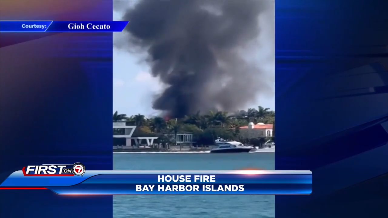 Fire tears through Bay Harbor Islands home; no injuries reported - WSVN 7News | Miami News, Weather, Sports