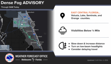 Dense fog advisory across Central Florida, but warmer temperatures in afternoon – Orlando Sentinel