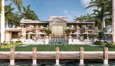 A rendering of the waterfront view of 7 Indian Creek Island Rd.