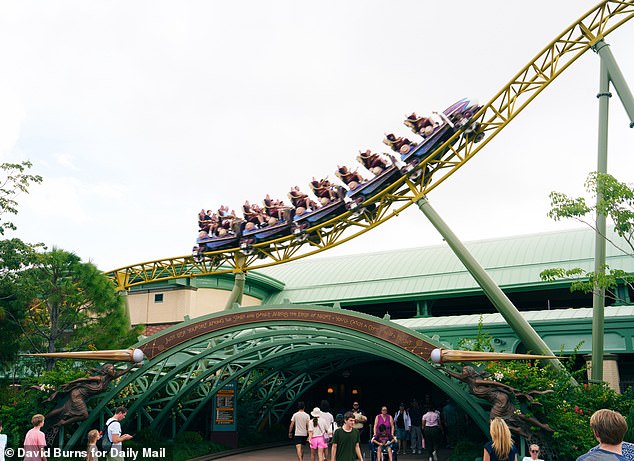 The rollercoaster, seen here after reopening,  is designed to mimic the feeling of a comet racing through space