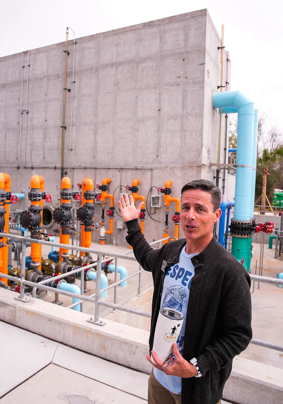 Curtis Dvorak, wildlife wanderer for the $72 million J. Wayne and Delores Barr Weaver Manatee River Habitat and VyStar SkyScape Entrance, talks about the lift station, that takes care of the manatee waste, Tuesday March 3, 2026 at the Jacksonville Zoo and Botanical Gardens in Jacksonville, Fla. [Doug Engle/Florida Times-Union]