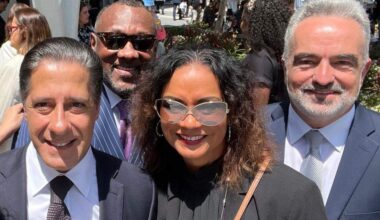 Alberto Carvalho and Debra Kerr pictured in Los Angeles in 2023 from a post on Kerr’s LinkedIn profile. The post read, “Superintendent’s Opening of Schools Address was brilliant.” The FBI searched Kerr’s Southwest Ranches home in Broward County and Carvalho’s L.A. home and school district office on Wednesday, Feb. 25, 2026,  as part of its investigation into a shuttered AI education company, AllHere. When Carvalho was superintendent of the Los Angeles public schools, the L.A. school board signed a $6 million contract with AllHere.