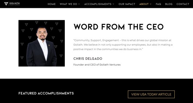 Christopher Delgado, the CEO of Orlando cryptocurrency firm Goliath Ventures is accused of operating a Ponzi scheme that defrauded investors of at least $328 million, federal prosecutors announced Tuesday, February 24, 2026. (Courtesy of Goliath Ventures)