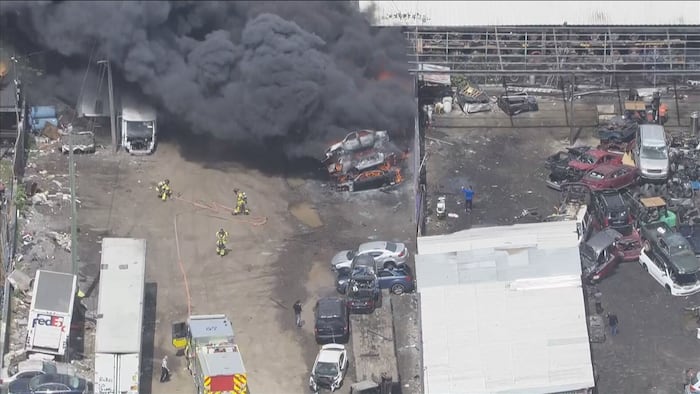 Multiple vehicles erupt in flames at Opa-locka junkyard