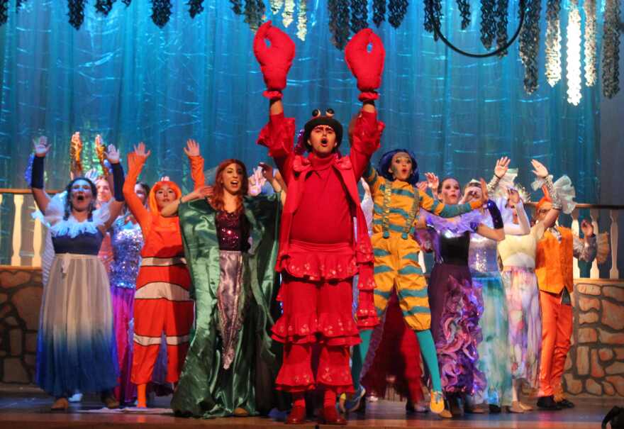 Katt Torres, Noah Rodriguez and Isa Scala 'Under the Sea' with the rest of the Bishop Verot cast for 'The Little Mermaid.'
