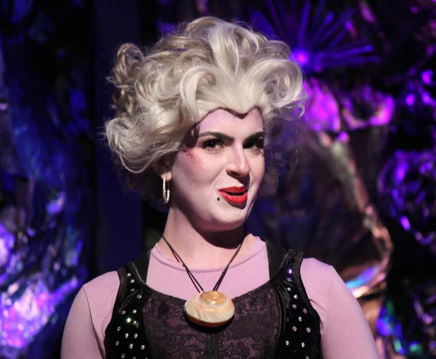 Even Samantha Careccia has to change out of her Ursula costume because she is also in the tap ensemble for 'Positoovity.'