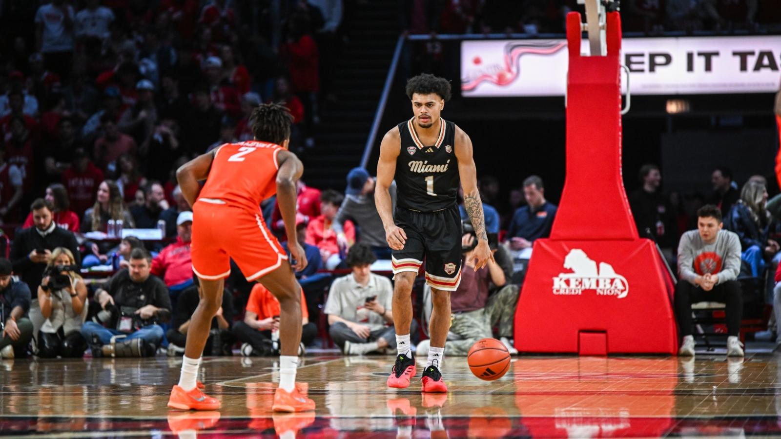 Miami men's basketball celebration