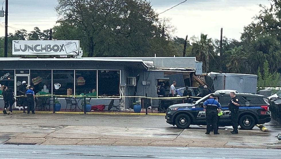 Two people were injured Monday afternoon after a vehicle crashed into The Lunchbox, according...