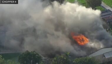 Miami Gardens house fire causes huge billows of smoke in the area as crews work to put it out