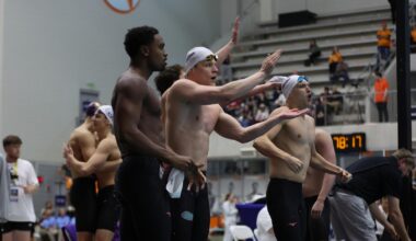 Florida's Eric Brown during the Gators’ SEC Championships on Friday, February 20, 2026 at Allan Jones Intercollegiate Aquatic Center in Knoxville, TN / UAA Communications photo by Bryce Mitchell