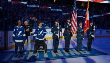 Binational NORAD Color Guard Presents Colors at Tampa Bay Lightning Game