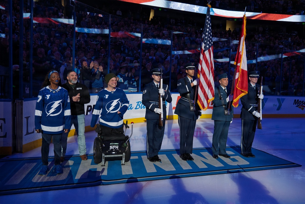 Binational NORAD Color Guard Presents Colors at Tampa Bay Lightning Game