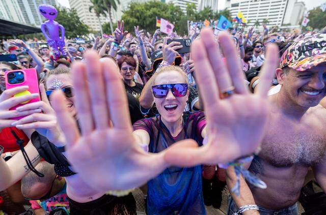 Rachel Romens dances as Armin van Buuren performs during Ultra Music Festival’s 25th anniversary at Bayfront Park on Saturday, March 29, 2025, in downtown Miami, Fla.