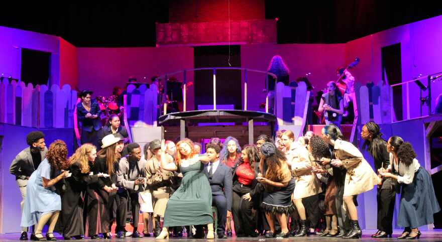 Alexa Rodriguez Gonzalez and Victor Galarza play puppet and puppeteer in scene from 'Chicago.'