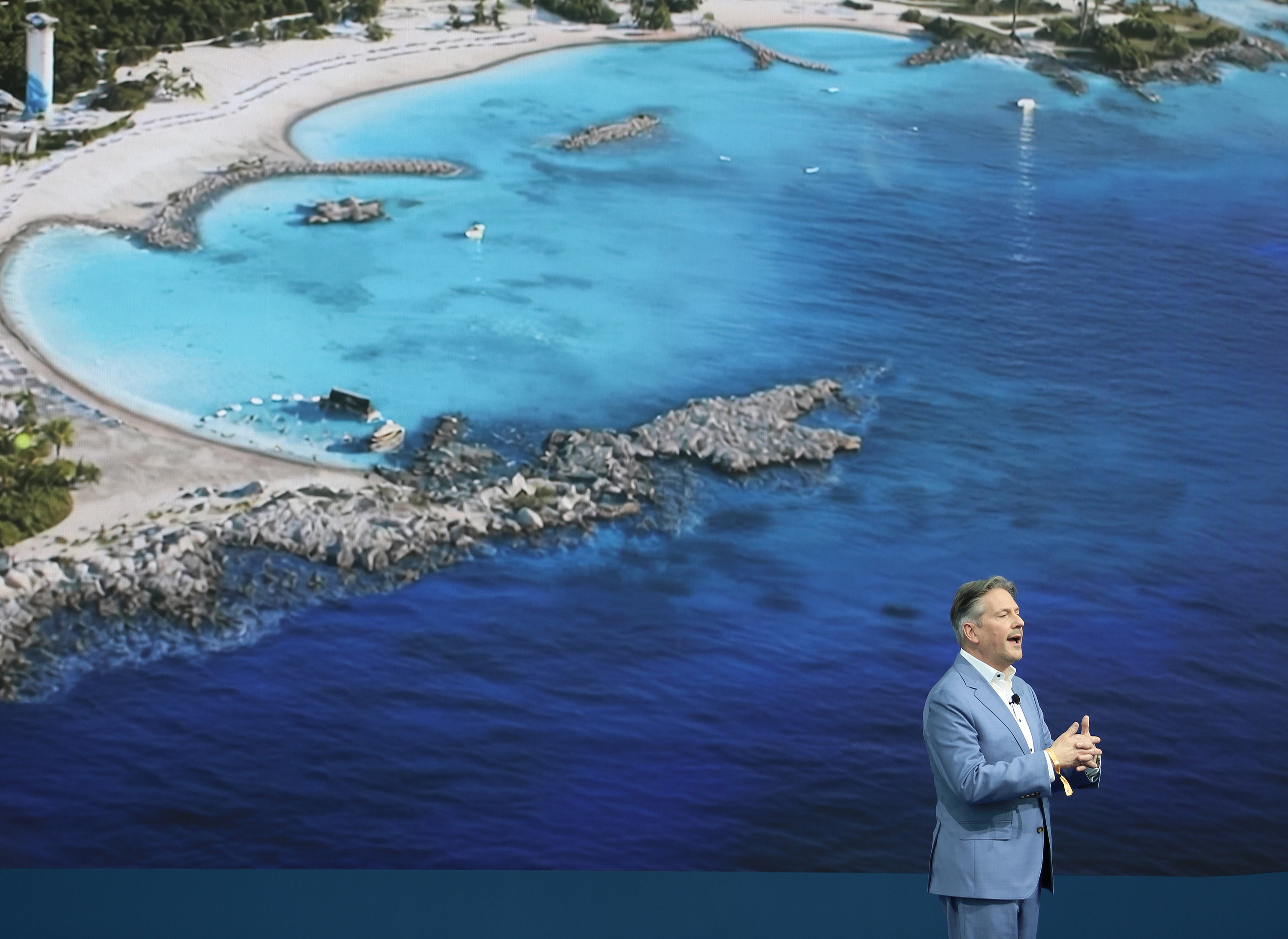 Norwegian Cruise Line President Marc Kazlauskas speaks ahead of the...