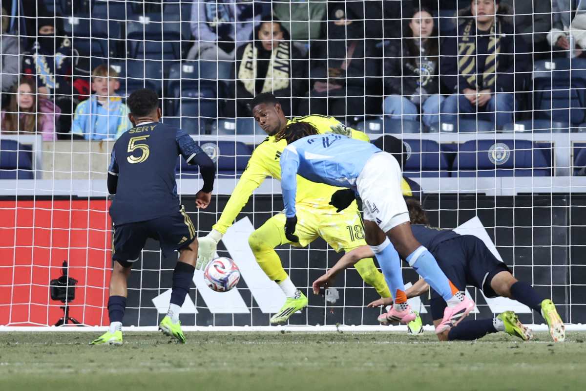 NYCFC player scores goal while diving