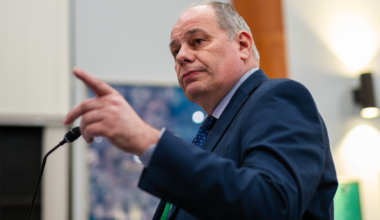 City public works director Vladimir Simonovski shares remarks about the Kelly Park Road widening project at the March 18 City Commission meeting.