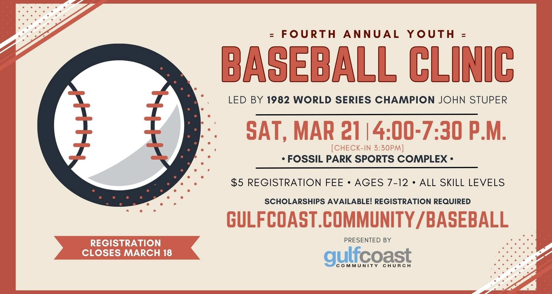 Youth Baseball Clinic at Fossil Park