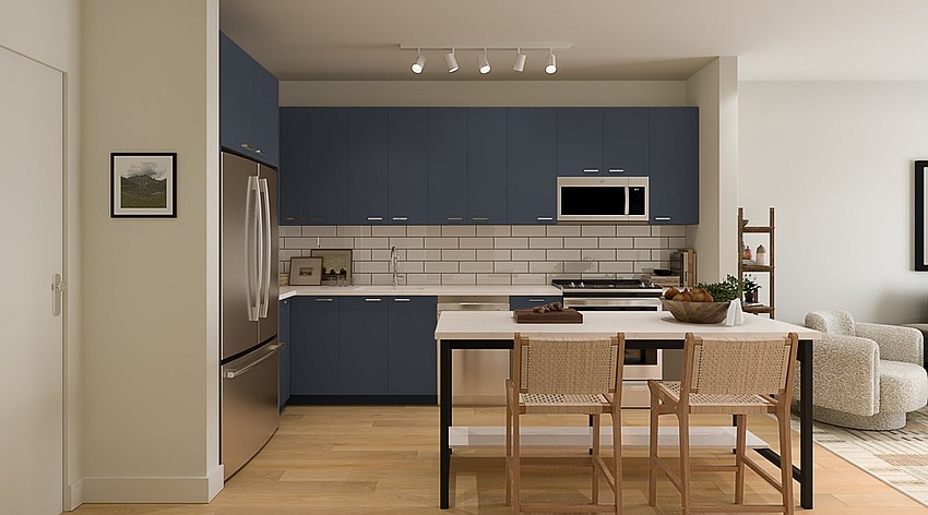 A rendering shows the interior design of an apartment at Vandeveer, the new name of Gateway Jax's mixed-use development at 515 N. Pearl St.