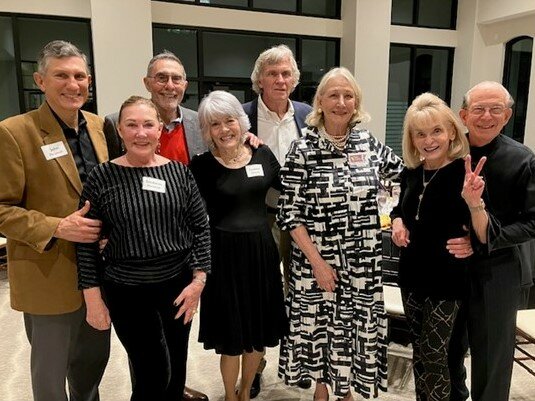 FOL members John and Barbara Marshall, Vic DiGenti (former FOL Board president) and Evanne DiGenti, John and Estes Carns and Charlene and Bill Maroney enjoy the evening.