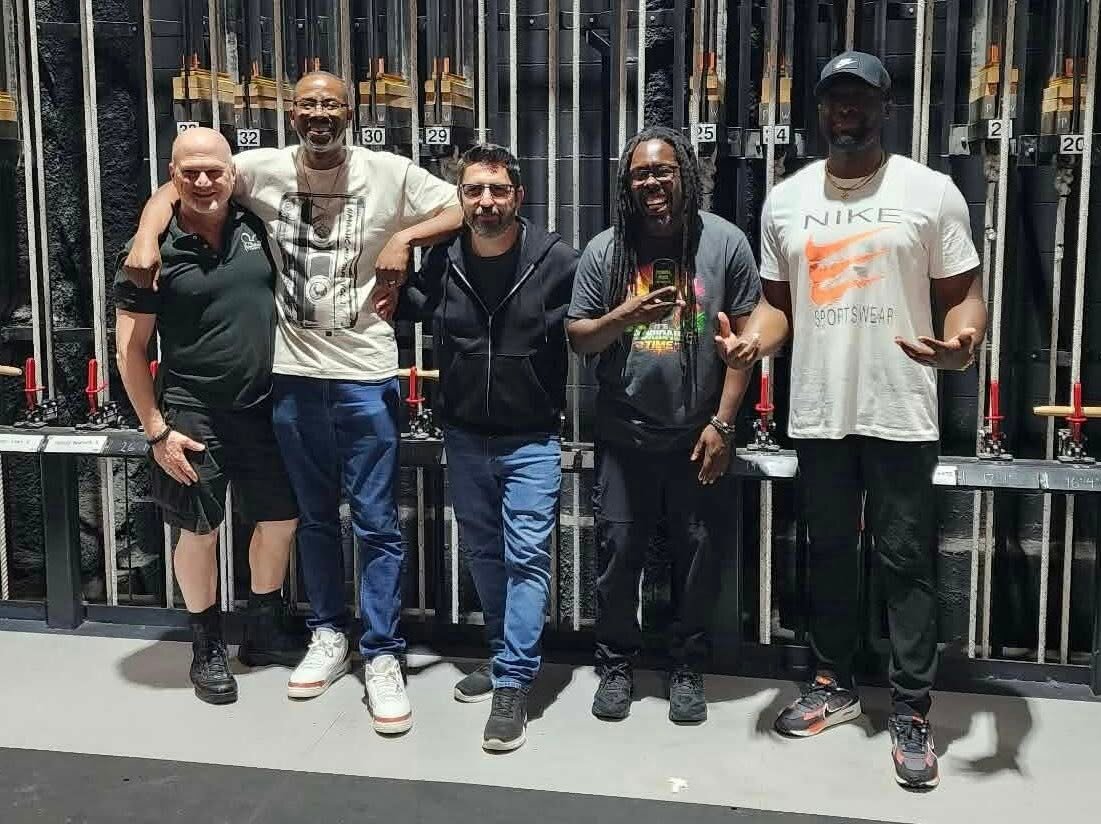 From left, tour manager Brick Sturner, Ken Miller, Myke Herlihy, OMGItsWicks and Dewayne Miller performed at the Thrasher-Horne Center Saturday night.