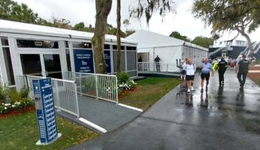 The Family Lounge, left, is located adjacent to First Aid Headquarters near the No. 8 green.
