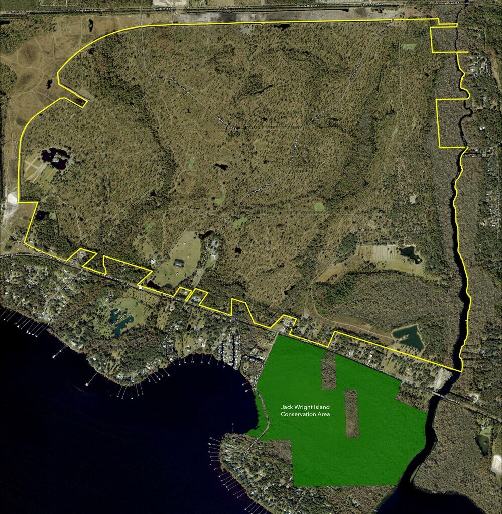 The conservation easement as seen from the air.