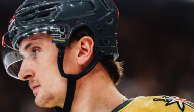 Golden Knights left wing Cole Reinhardt during an NHL hockey game between the Golden Knights an ...