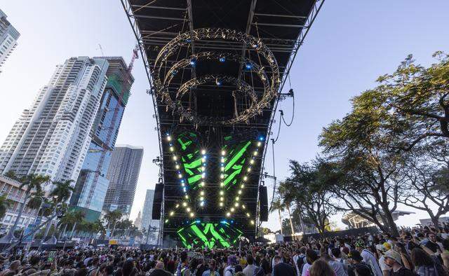 Bou performs on the Worldwide Stage during Ultra Music Festival’s 26th anniversary at Bayfront Park on Saturday, March 28, 2026, in downtown Miami, Fla.