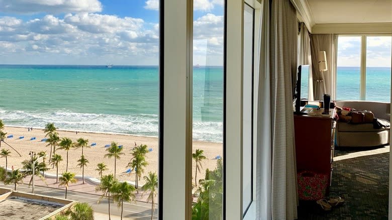 The view of the beach from a room inside the Courtyard By Marriott Oceanside Fort Lauderdale Beach