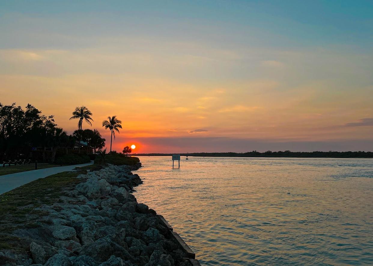 A sunset over the water in Fort Pierce, Florida.