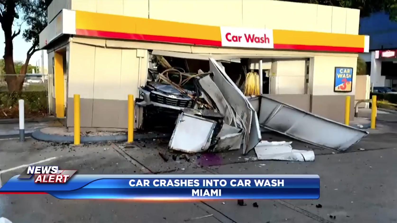 SUV slams into Shell station car wash in Miami; driver hospitalized after suffering medical episode - WSVN 7News | Miami News, Weather, Sports