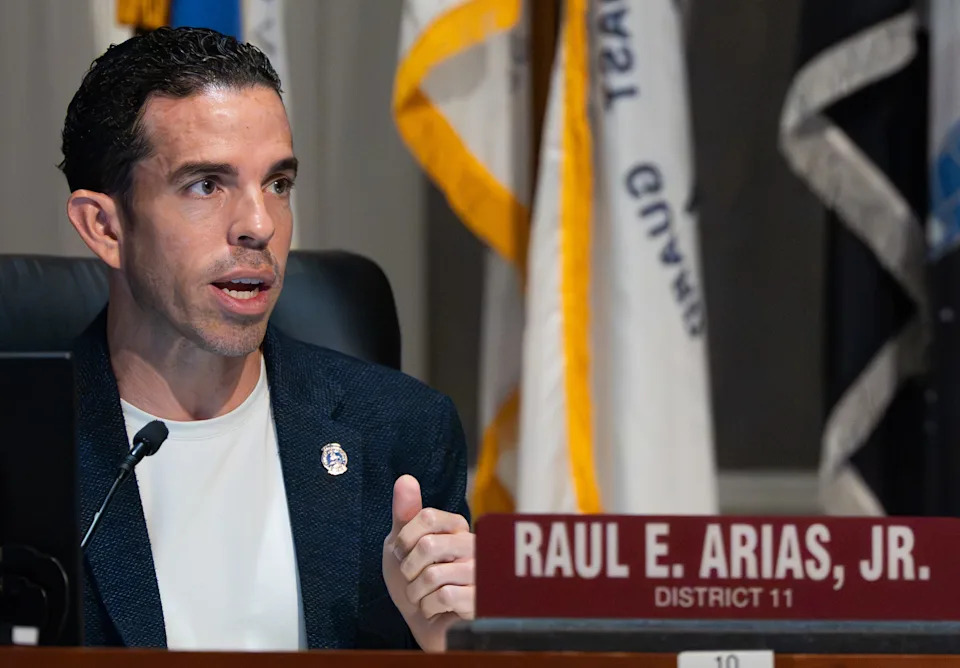 Chairman Raul Arias talks about an issue during the Finance Committee’s August budget hearings Thursday August 14, 2025 at Jacksonville City Hall. After the Finance Committee completes its version of the 2025-26 budget, the full council will vote on it in September. [Doug Engle/Florida Times-Union]
