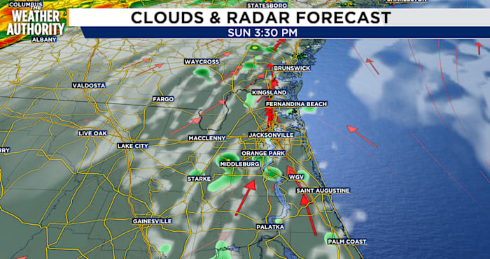 isolated afternoon showers are expected in northeast Florida, southeast Georgia