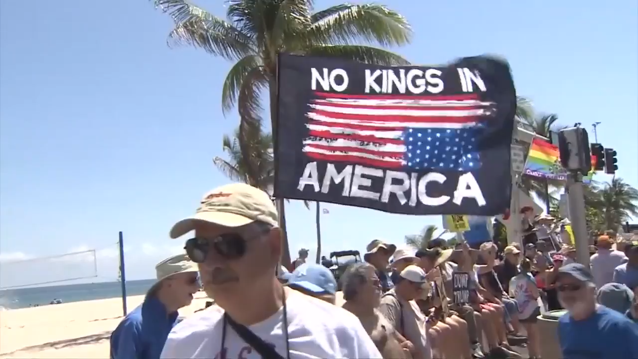 Demonstrators hit the streets of Fort Lauderdale, Hollywood as “No Kings” protests occur across South Florida - WSVN 7News | Miami News, Weather, Sports