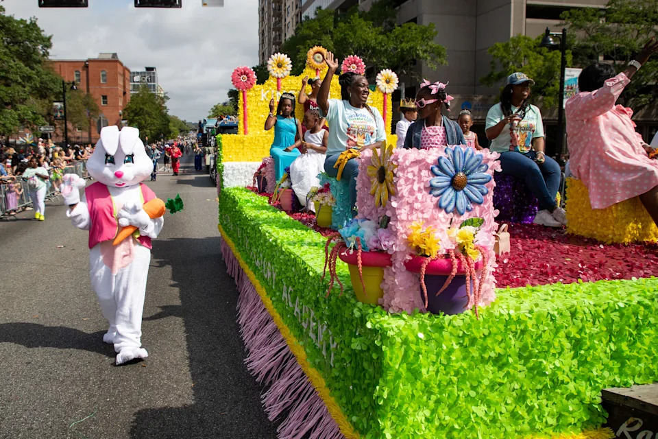 Groups and organizations take to Monroe Street tossing candy and beads as they participate in the annual Springtime Tallahassee parade Saturday, April 1, 2023.