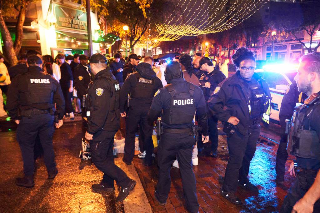 Police officers seen at the scene of the brawl in Fort Lauderdale. Romain Maurice