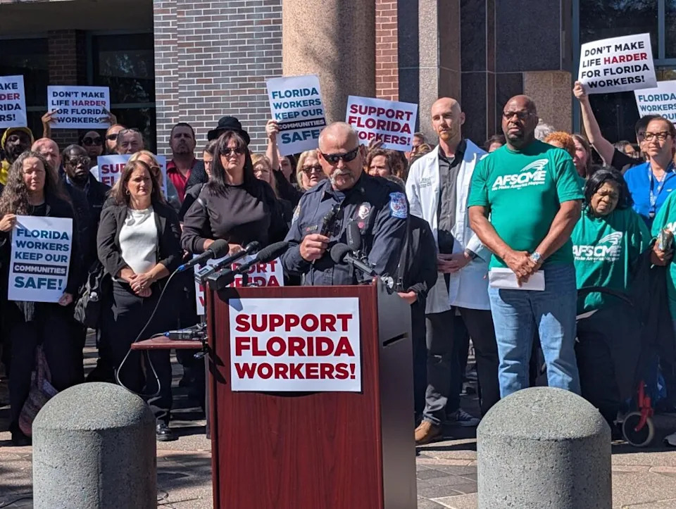 Ellery Farmer is a former Polk County firefighter. He spoke against SB 1296 in Tallahassee on March 2, 2026. (Photo by Mitch Perry/Florida Phoenix)