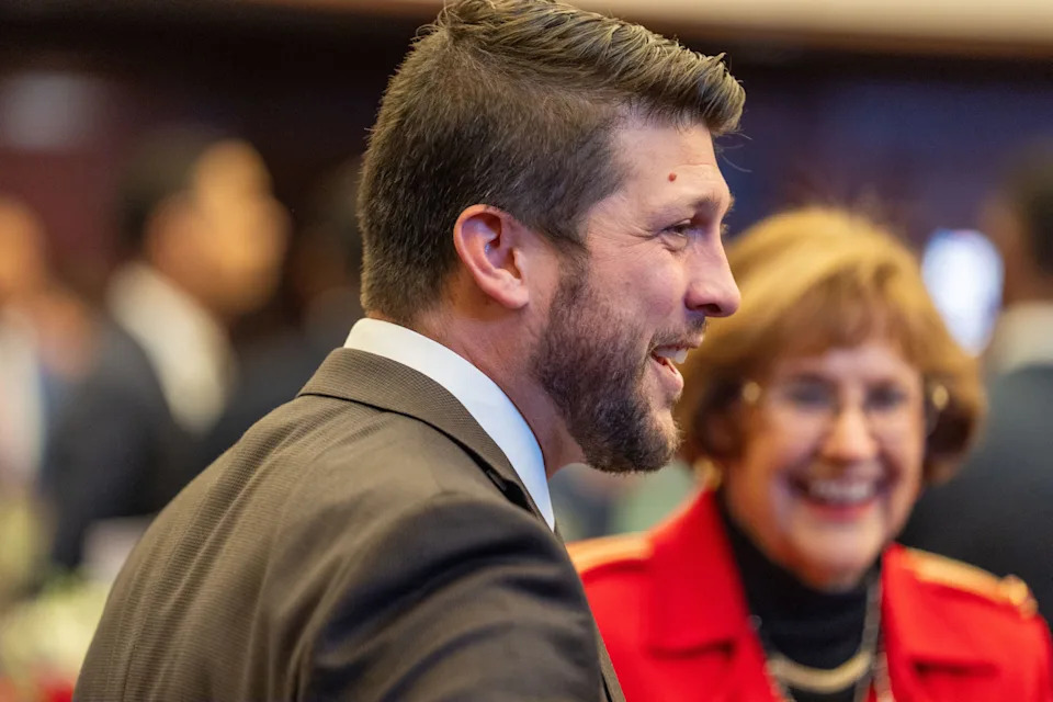 Attorney General James Uthmeier chats with fellow lawmakers Tuesday, Jan. 13, 2026.