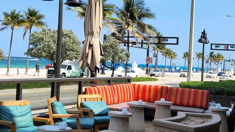 The patio view of the beach at S3 - Sun, Surf, Sand