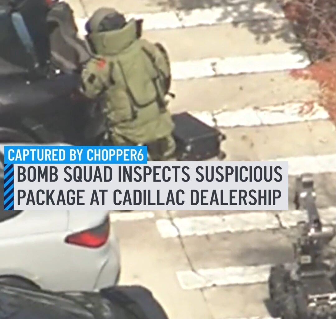 Police and bomb squad officers gave the all clear after they responded to check out what was thought to be a suspicious package at a Fort Lauderdale Cadillac dealership on Wednesday. Chopper6 had the first images of the scene, showing what appeared to be a suitcase on the ground near the open trunk of a Maserati. A bomb squad robot was a few feet away. More details here: http://on.nbc6.com/CHy0zri #package #suitcase #fortlauderdale #florida #suspicious