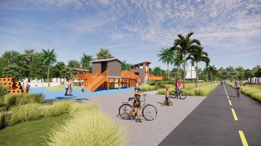 Elevated play structure in BERT trail design