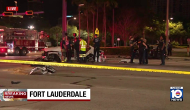 Fort Lauderdale Fire Rig Hit at Crash Scene